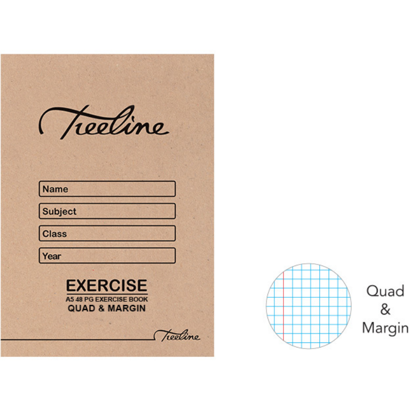 Treeline A5 Exercise Book - 48page, Q/M