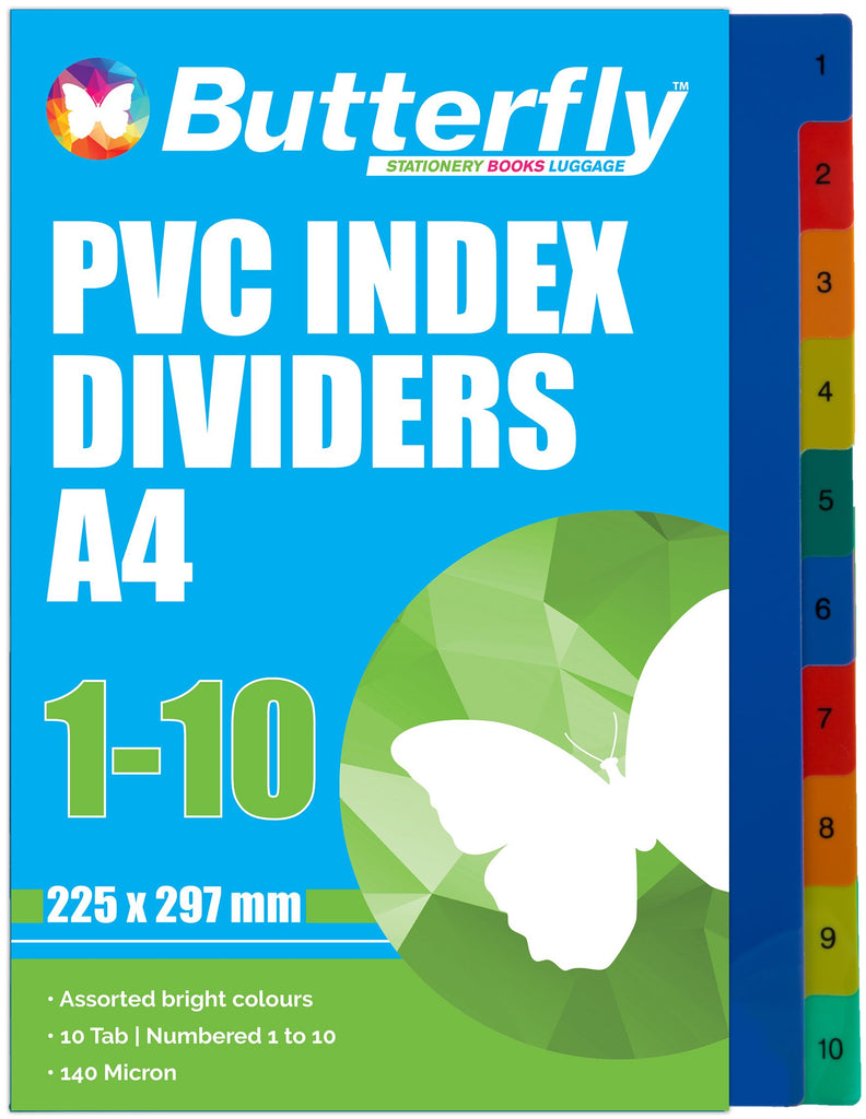 Butterfly 1-10 Tab Divider PVC - A4 Printed