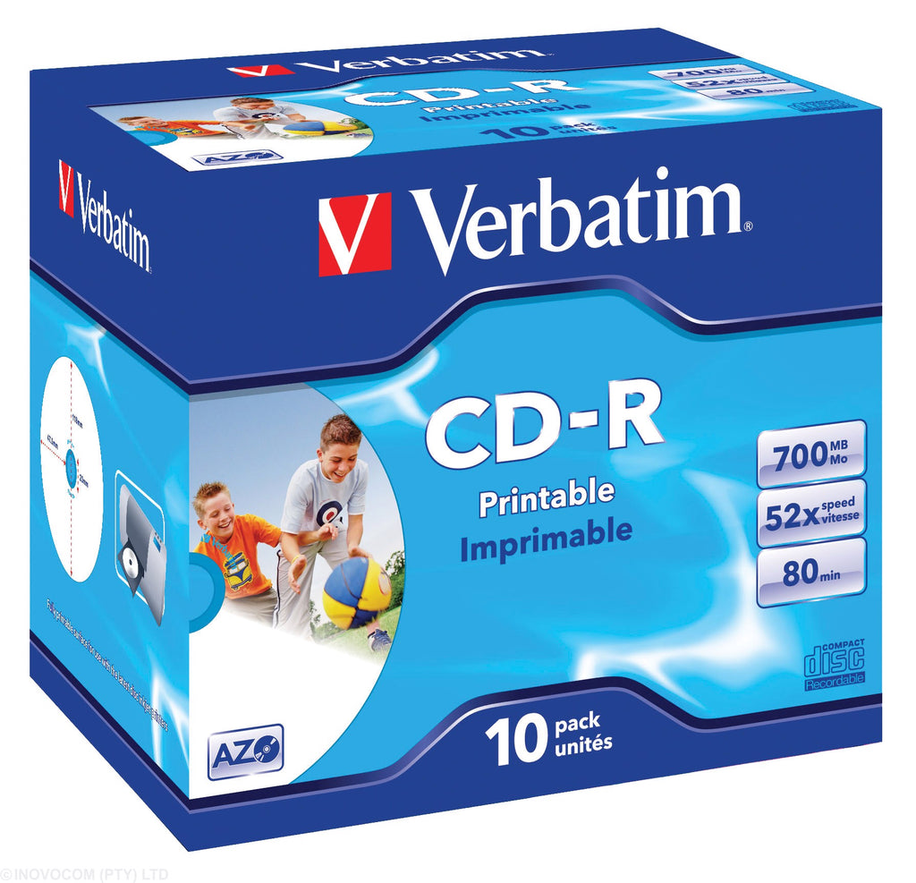 Verbatim 700MB CD-(52X) Wide Printable Jewel Case Aluminium. stationerynet.co.za