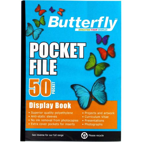 Butterfly Flip Files A4 Display Book. Anti-static sleeves No ink removal from photocopies Extra cover pockets for inserts