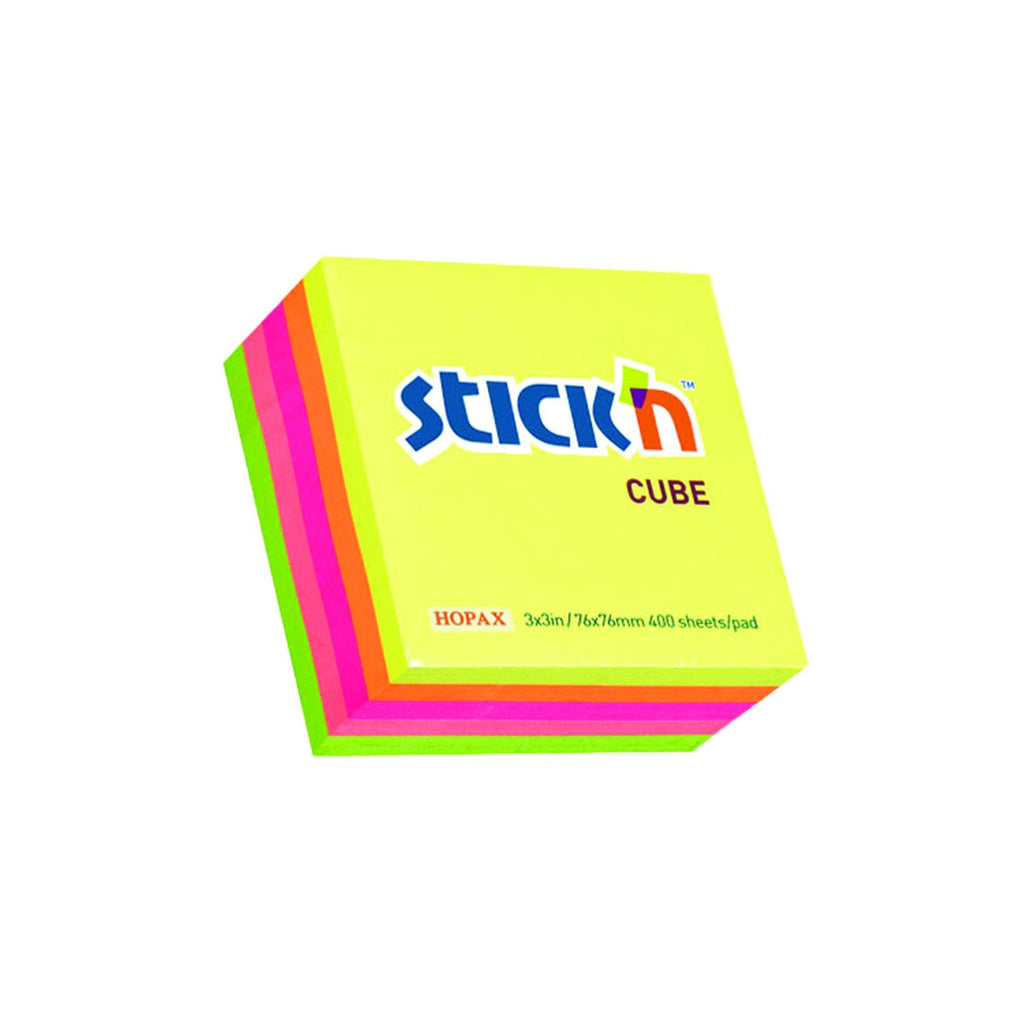 Stick 'n Note Neon Cube - 5 Colour Cube 76x76mm