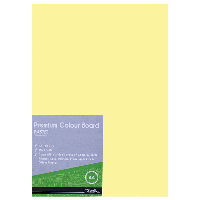 Treeline A4 PASTEL Yellow Board - 160gsm | 100 sheets