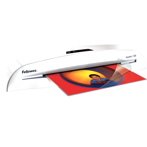 Entry width of 330mm - laminates up to A3 size paper Laminates 80 - 125 micron pouches Lamination speed of 30cm per minute Ready to laminate in 5 minutes. Fellowes Cosmic 2 A3 Laminator