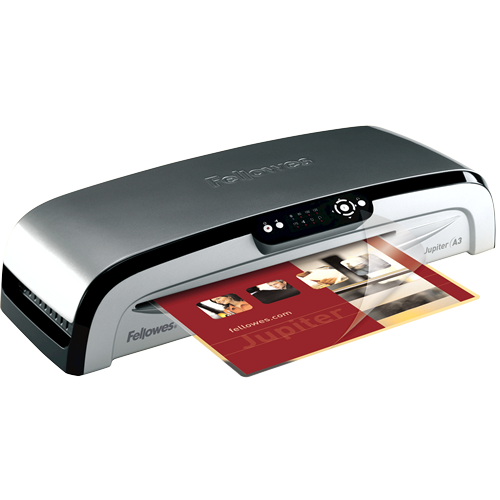 Entry width of 315mm - laminates up to A3 size paper Laminates 80 - 175 micron pouches Fellowes Jupiter A3 Laminator