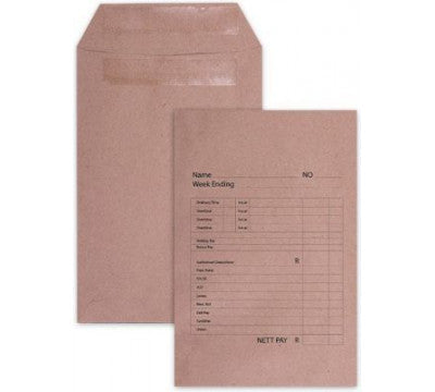 Wage Envelopes Self-Seal. Size: 152 x 102mm Self-Seal 80 gsm Plain and Printed.