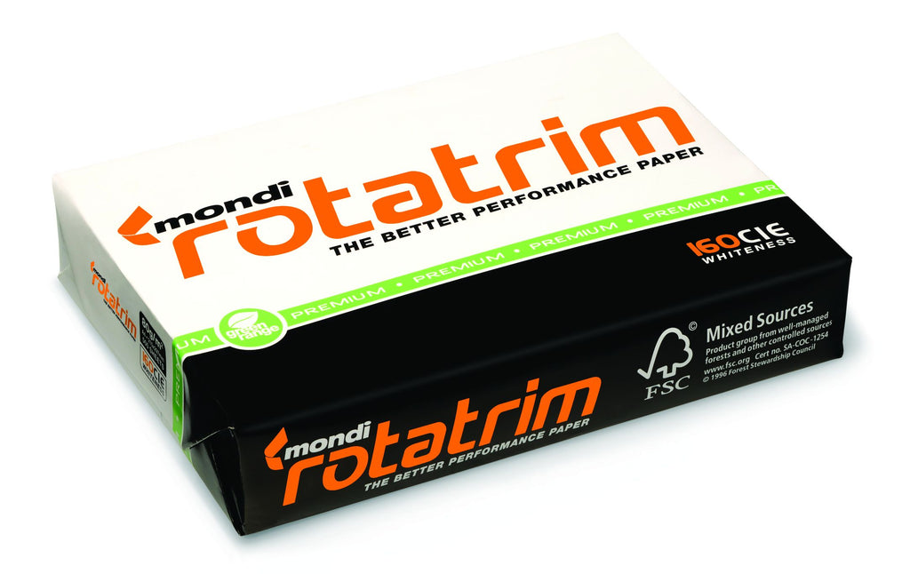 Mondi Rotatrim A4 Photocopy Paper REAM - White. Mondi Rotatrim is a multi-functional office paper and runs smoothly through photocopiers, laser, and inkjet printers.