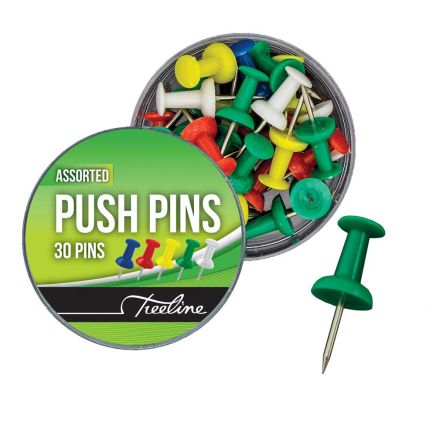 Treeline Push Pins PVC Assorted Box of 30