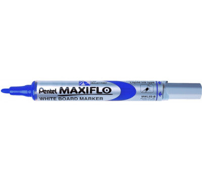 Pentel Maxiflo Dry Wipe Fine Bullet Point Marker - Blue (Pack of 12)