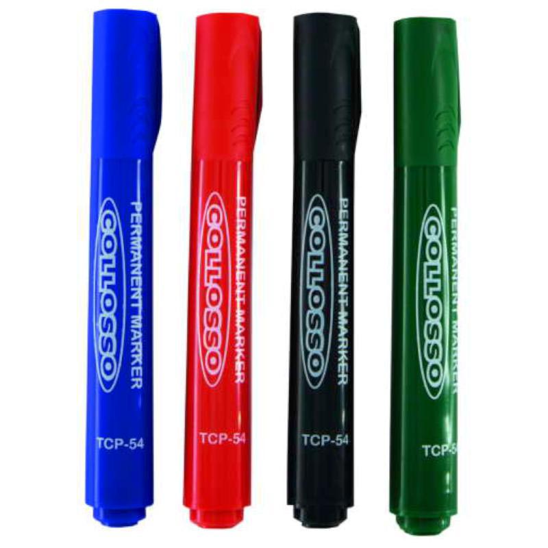 Collosso Permanent Marker Black, Blue, Red, Green  Permanent Marker Bullet Point  Fast drying and marks on metal, wood, leather and more