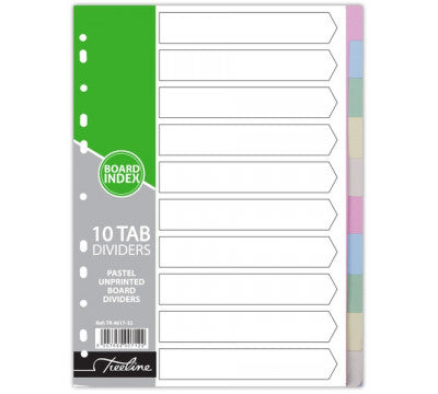 TREELINE A4 Divider Board (10 Tab) - Pastel.  Not Numbered