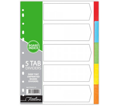 Treeline A4 5 tab Board File Divider   Not Numbered / Printed. Deep Tint.
