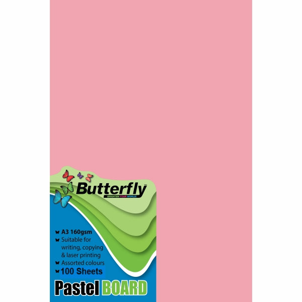 TREELINE A4 Pastel Pink Board 100 Sheets Stationery Net