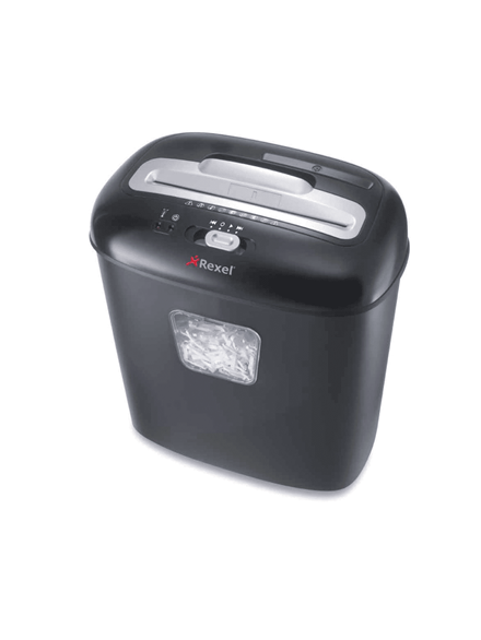 Rexel Duo Shredder. Shreds up to 10 sheets in one pass (80gsm) P3, 4x45mm cross cut pieces Shreds CD's, staples, paper clips, and credit cards 17L bin capacity, 100 A4 sheets