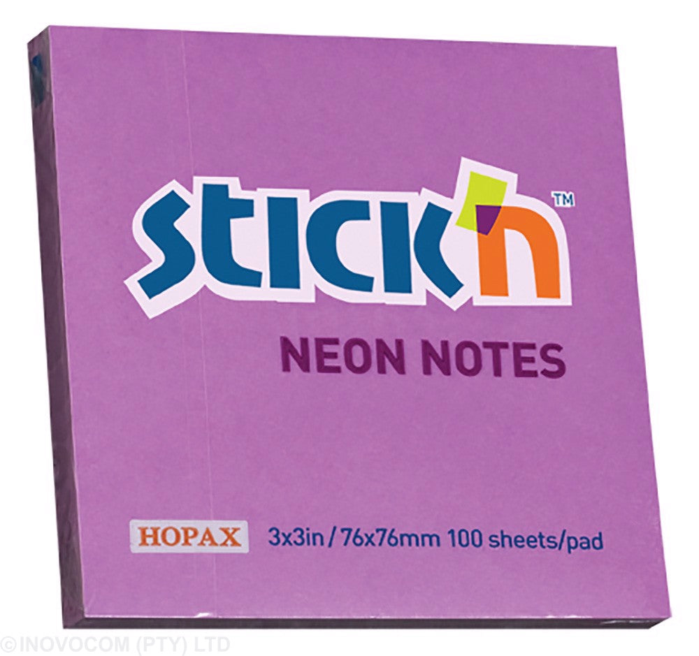 Stick 'n Notes - 76x76 Neon, Post it – Stationery Net