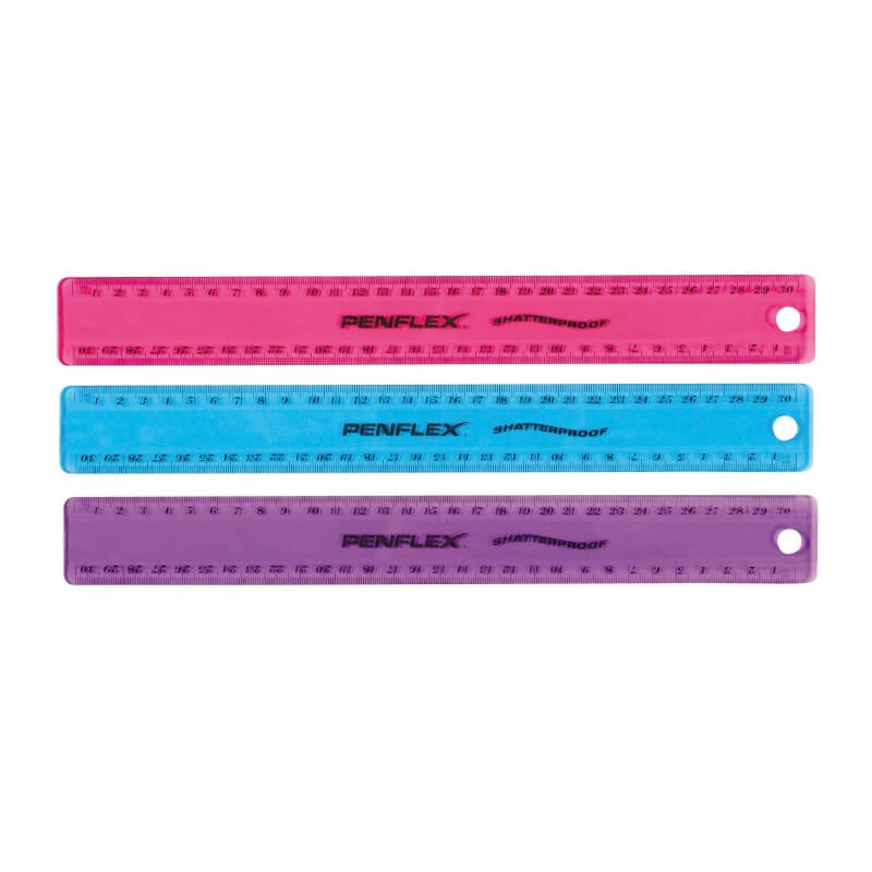 Penflex 30cm Shatterproof Plastic Ruler – Assorted Colours ...