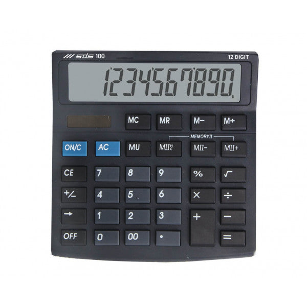 SDS 100 Desktop Calculator - 12 Digit. Dual Power Calculator  The modern and compact SDS 100 calculator is ideal for both home and office use.